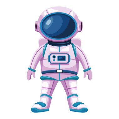 Astronot takım elbiseli karakterle duruyor.