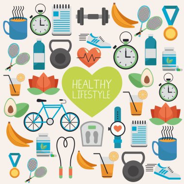 Sağlıklı yaşam tarzına sahip kalp simge deseni