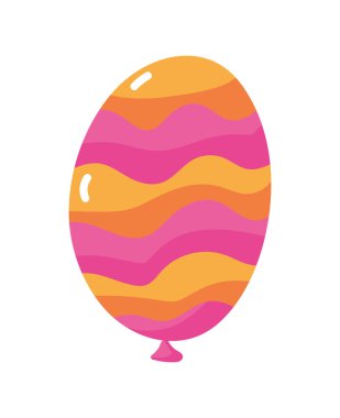 Mutlu yıllar pembe ve turuncu balon helyum izole ikonu