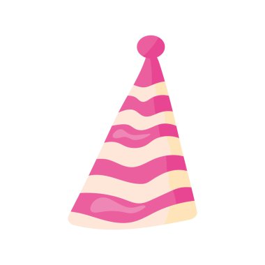 Mutlu yıllar pembe ve beyaz dalgalar izole edilmiş ikon şapka