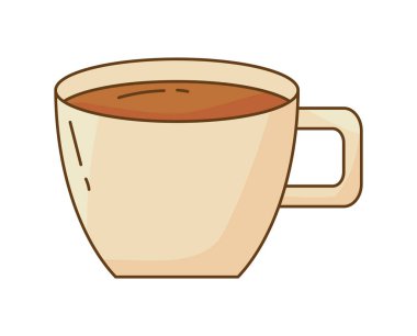 Seramik bardaktaki kahve içeceği izole edilmiş ikon