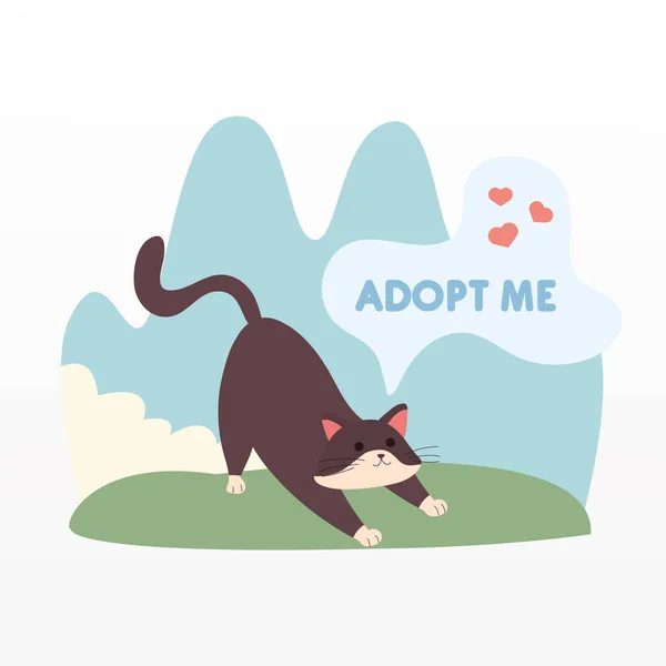 Adopter moi lettrage avec chat et bulle de parole — Image vectorielle