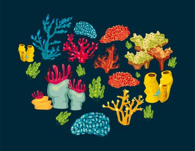 Mercanlar deniz yaşamı mavi arka planda doğa deseni