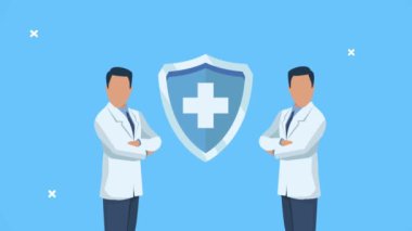 Tıbbi kalkan animasyonu olan doktorlar