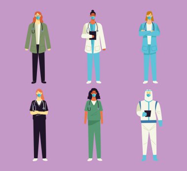 Altı doktordan oluşan bir grup.