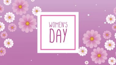 Mutlu kadınlar günü kartviziti, kare çerçeveli çiçekler.