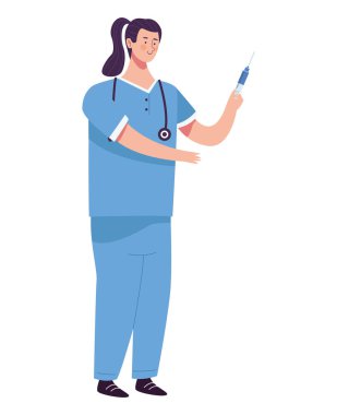 Aşı aşısı olan kadın hemşire.