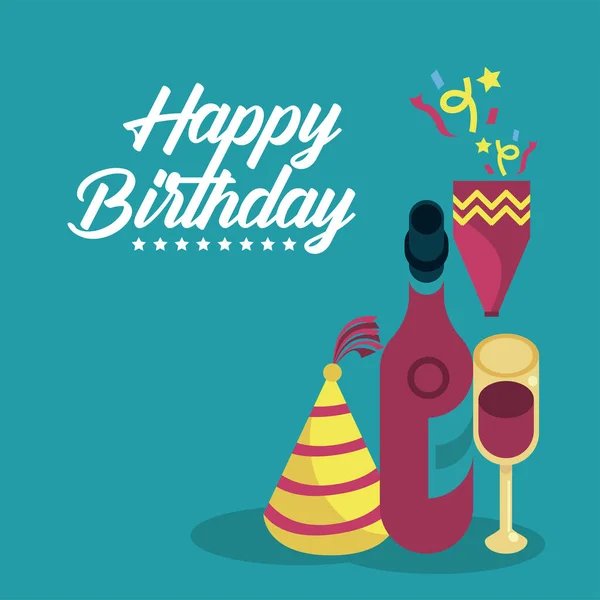 Feliz cumpleaños vino — Archivo Imágenes Vectoriales