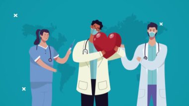 Profesyonel doktorlar kalp kardiyosu olan karakterler