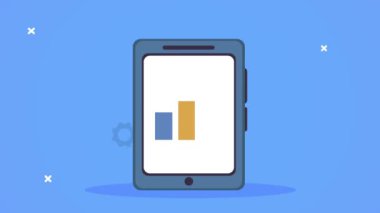 Para ve istatistik çubuklu akıllı telefon aygıtı