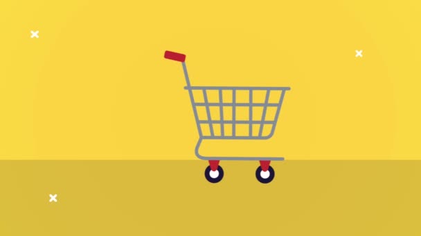 Winkelwagen markt icoon animatie — Stockvideo