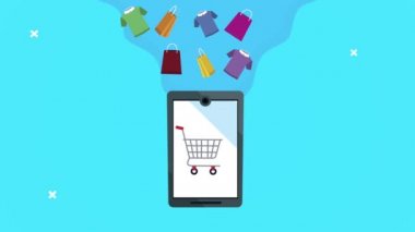 Alışveriş arabası ekommerce teknolojisi olan akıllı telefon