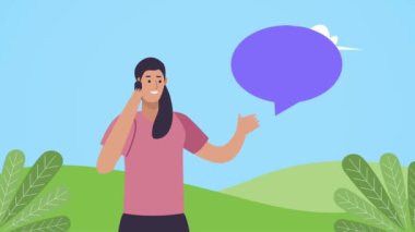 Genç bir kadın cep telefonuyla arıyor.