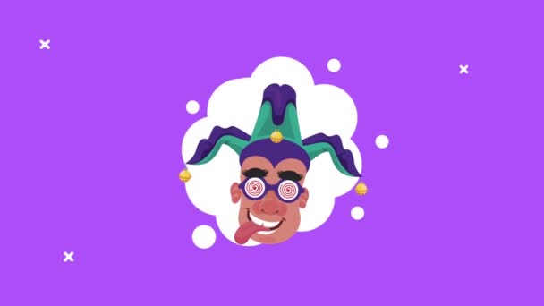 Head man wearing jester hat — Stock Footage Head man wearing jester hat Royalty Free Stock Video