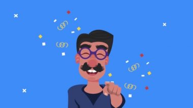 Komik bıyıklı komik bir adam.