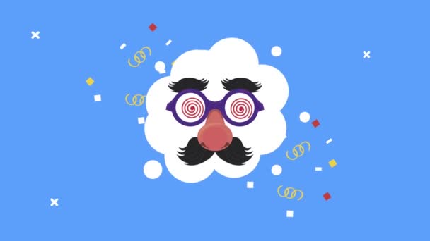 Vtipná vtipná maska s knírkem — Stock video