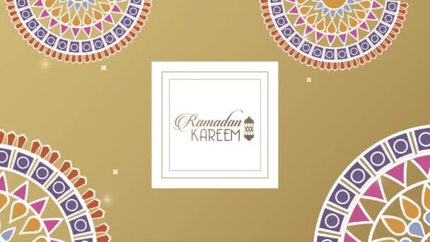 Ramadan Kareem felirat mandalas keret arany háttér — Stock videók