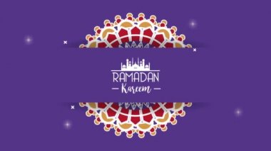 Ramazan Kareem renkli mandala harfleriyle yazılmış.