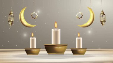 Ramazan Kareem 'in mum ve altın aylı kutlama sahnesi