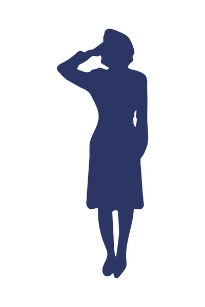 Female officer silhouette — Stock Vector