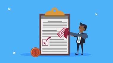 kontrol listesi ve işadamı ile vergi günü animasyonu