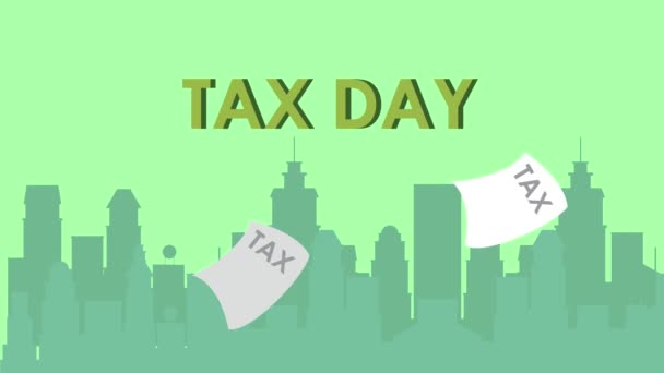 Φορολογικά έγγραφα ημέρα για την πόλη animation — Αρχείο Βίντεο