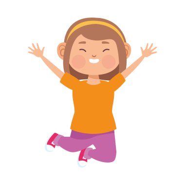 Küçük kız zıplıyor.