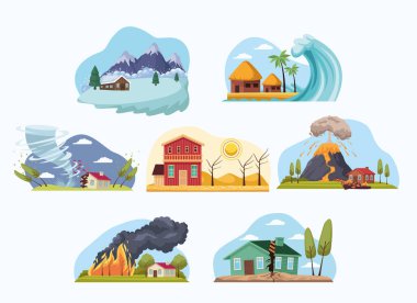 differents natural disasters clipart
