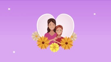 Anne ve kızıyla birlikte mutlu anneler günü kartı.