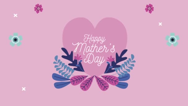 Mutlu anneler günü kalbimde çiçeklerle. — Stok video
