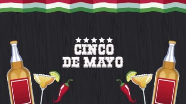 Bayrak ve tekila kokteylli cinco de mayonez harfleri.