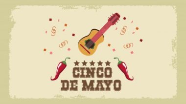 Cinco de mayonez harfleri gitar ve kırmızı biberli.