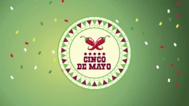 Dairesel çerçeveli kırmızı biberli cinco de mayonez harfleri.