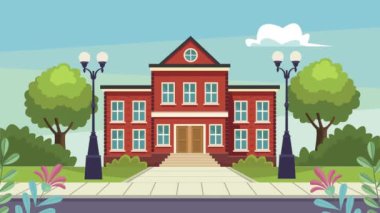 Okul binası şehir manzarası