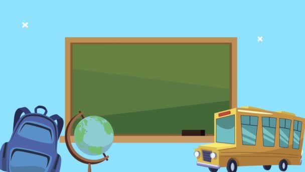 칠판 과 버스 학교에 공급되는 물품들 — 비디오
