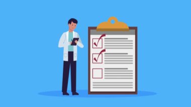 Kontrol listesi karakteri olan profesyonel bir doktor.