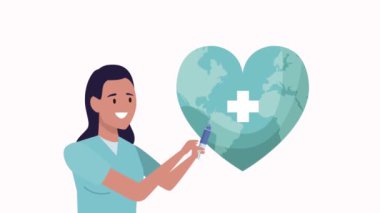 Aşı ve Dünya Gezegeni Kalbi 'nde uzman hemşire.