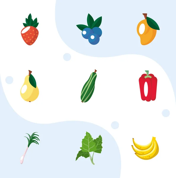 Dziewięć ikon żywności — Wektor stockowy
