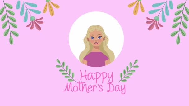 Счастливый день матери с мамой и цветами — стоковое видео