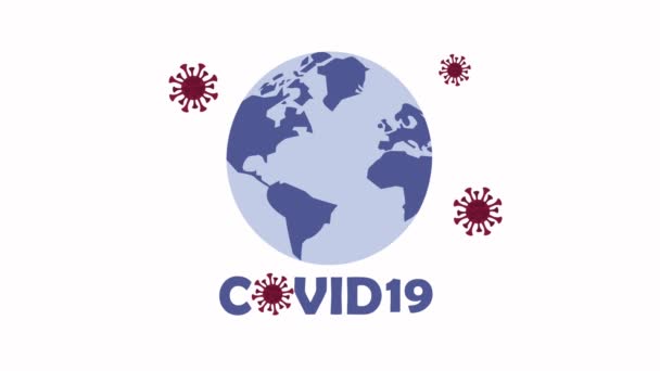 Covid19 világméretű részecskék a Föld bolygóján — Stock videók