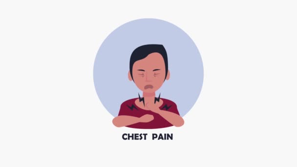 Hombre enfermo con dolor torácico covid19 síntoma — Vídeo de stock