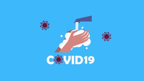 Pandemia di covid19 con lavaggio mani — Video Stock