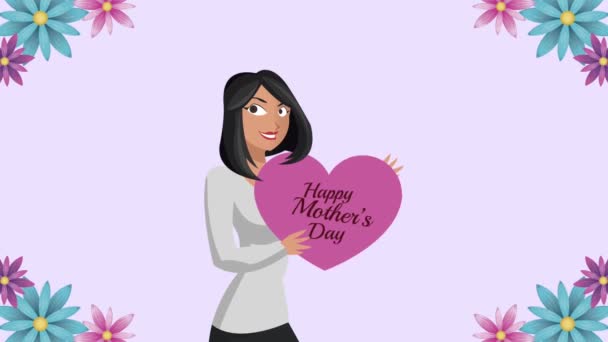 Χαρούμενες μητέρες ημέρα γράμματα στην καρδιά δώρο με τη μαμά — Αρχείο Βίντεο