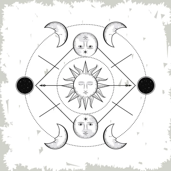 Diagramma delle lune astrologiche — Vettoriale Stock
