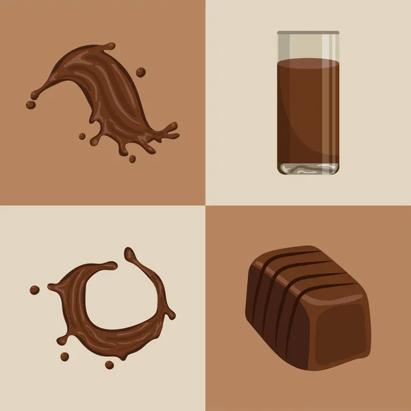 Cuatro chocolates líquidos — Vector de stock