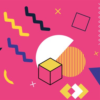 Memphis arka plan fuşya