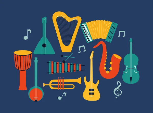 Instruments de musique autour — Image vectorielle