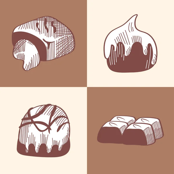 Quatro coberturas de chocolates — Vetor de Stock