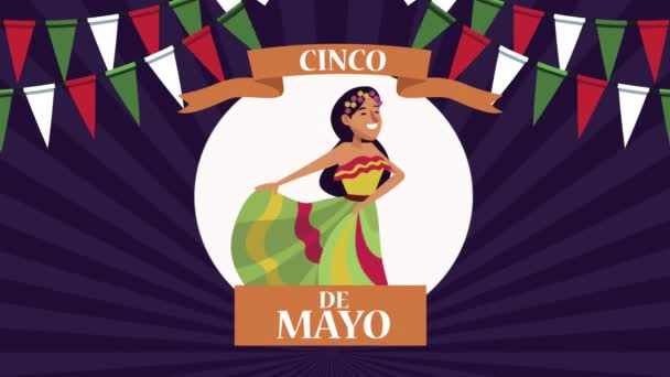 Cinco de mayo celebración con chica — Vídeo de stock