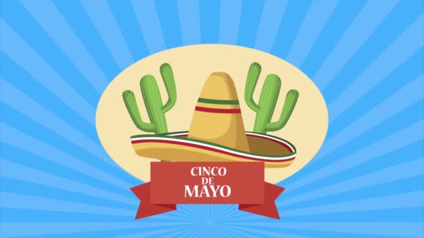 Celebración del cinco de mayo con sombrero de mariachi — Vídeo de stock